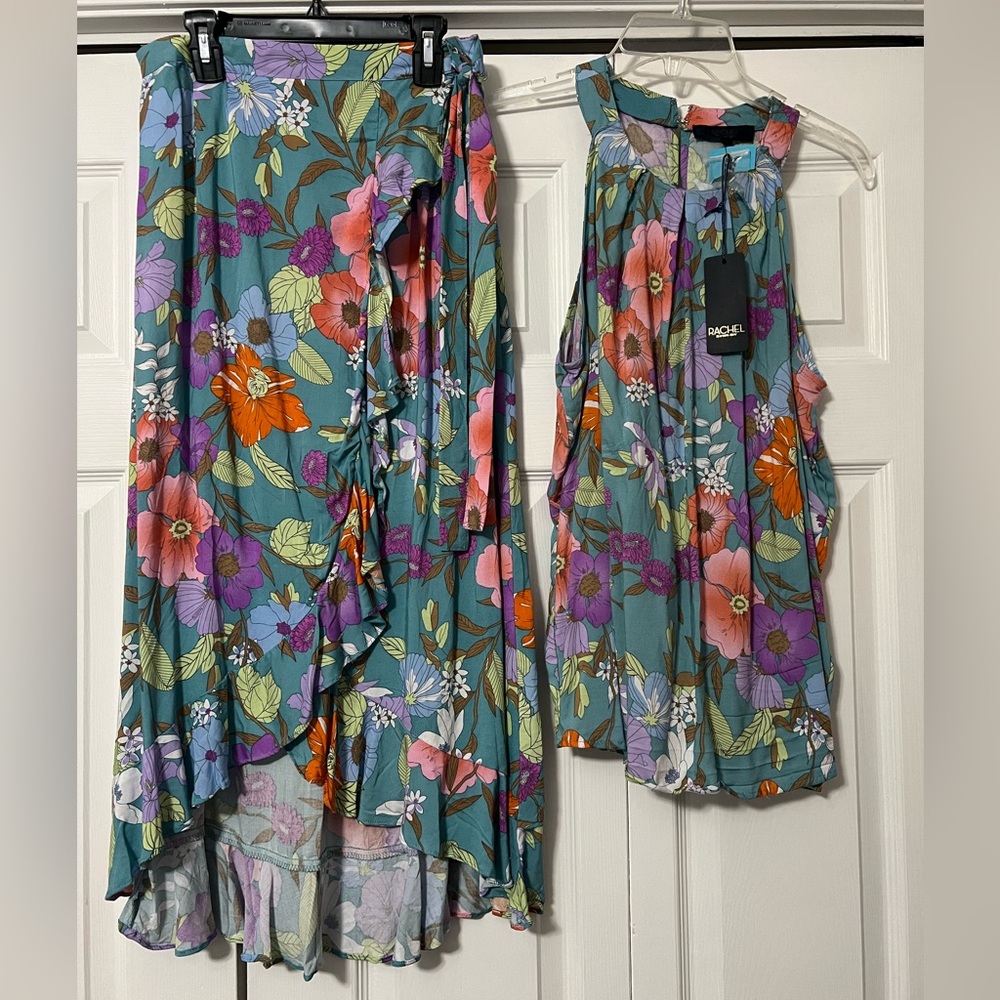 RACHEL Rachel Roy NWT Set - Cottage Floral Wrap Skirt With Matching Halter Top